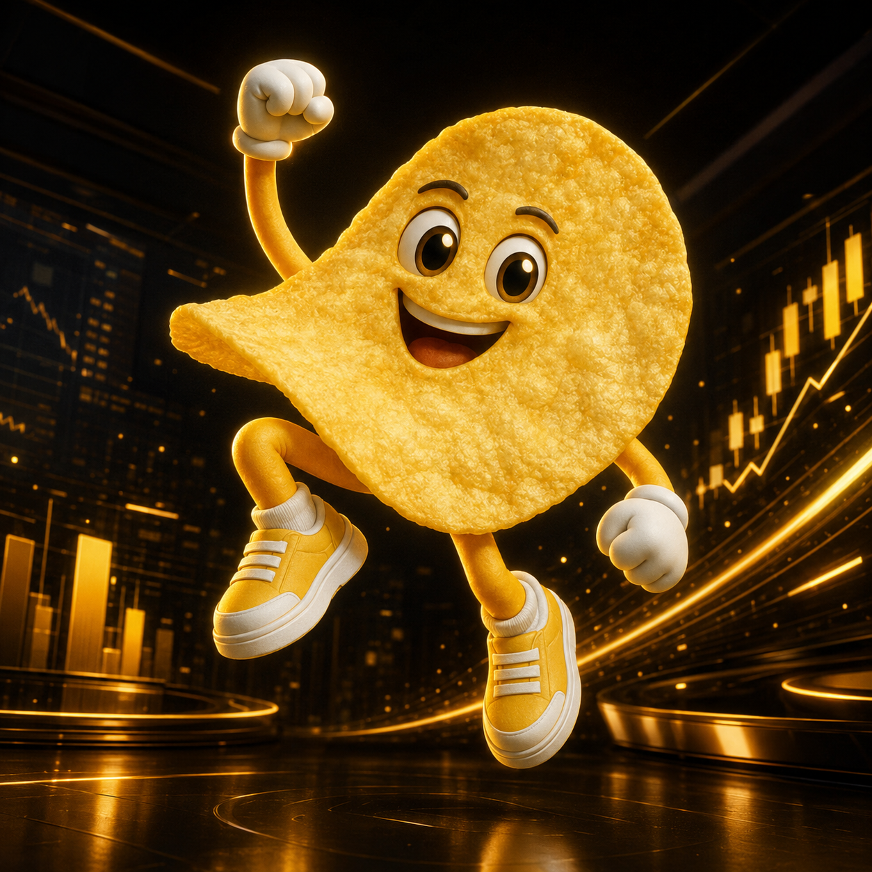 CHIP mascot running to the moon